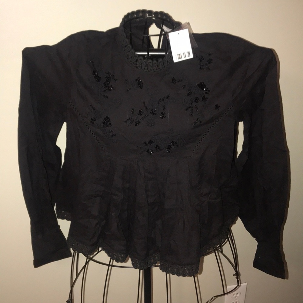 NWT Black Top with Sequins Embellishment
